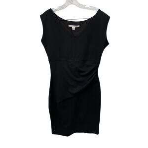 Diane Von Furstenberg Bevin Dress Ruched Waist Black Size 14